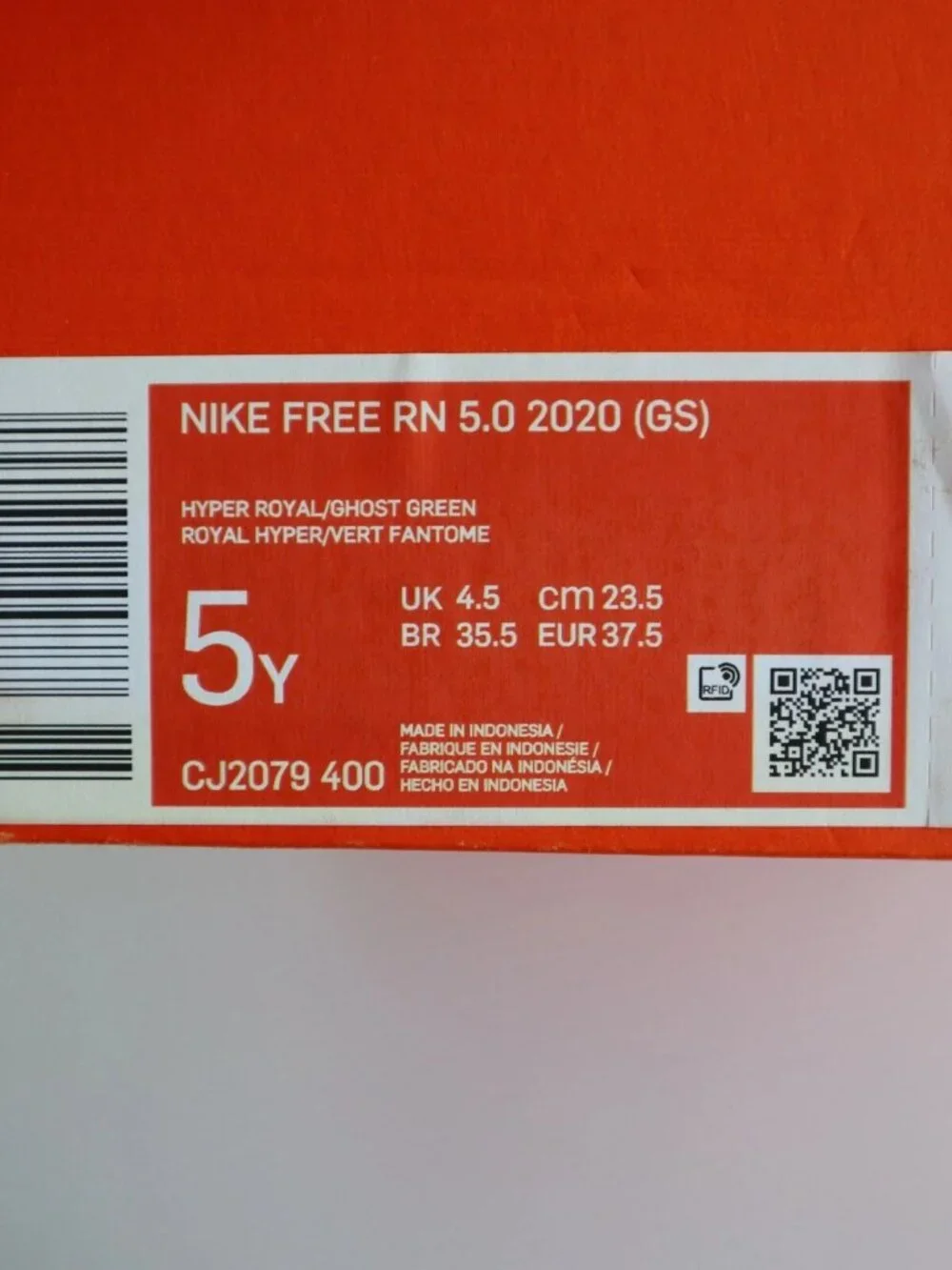 Nike Free RN 5.0 (GS)  Girls Comfortable Running Shoes CJ2079 400 Top off box